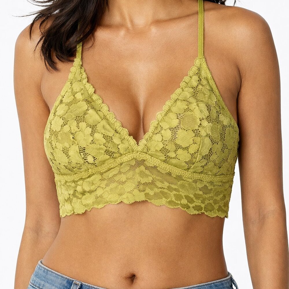 Aerie Lace Halter Bralette Olive Green - Size S